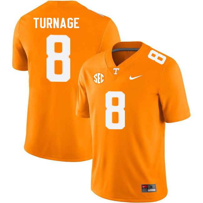 Men #8 Brandon Turnage Tennessee Volunteers College Football Jerseys Stitched Sale-Orange